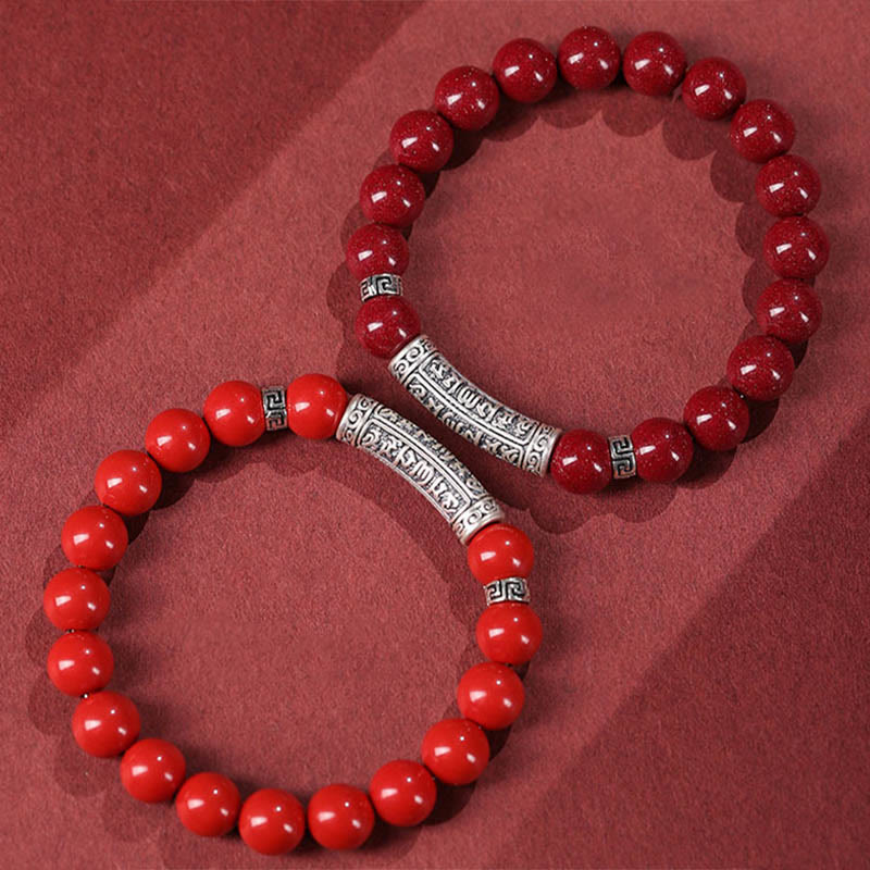 Nimara Ritual Cinnabar 999 Sterling Silver Six True Words Blessing Bracelet