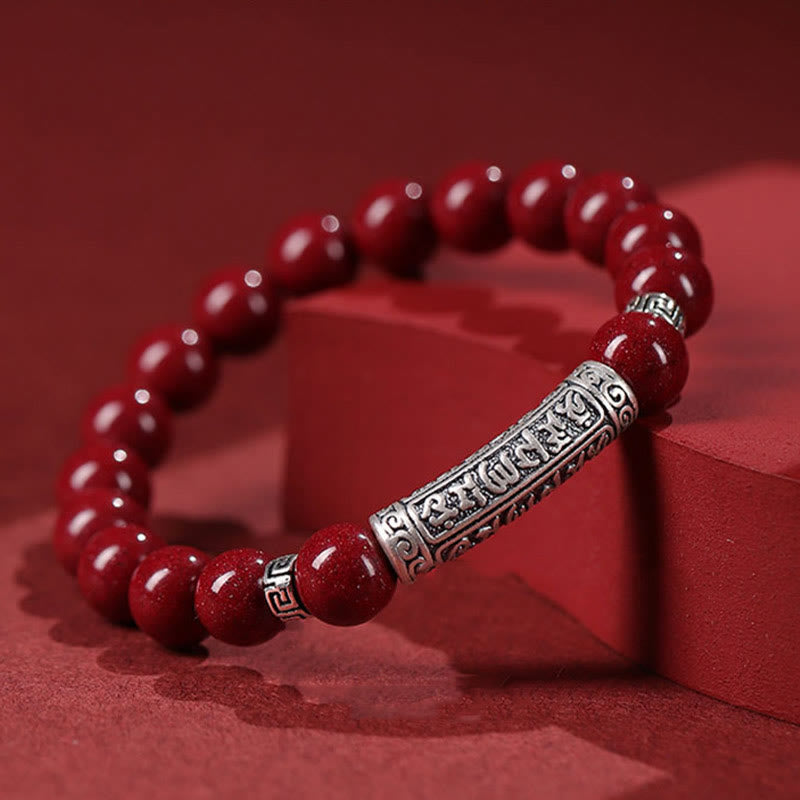 Nimara Ritual Cinnabar 999 Sterling Silver Six True Words Blessing Bracelet