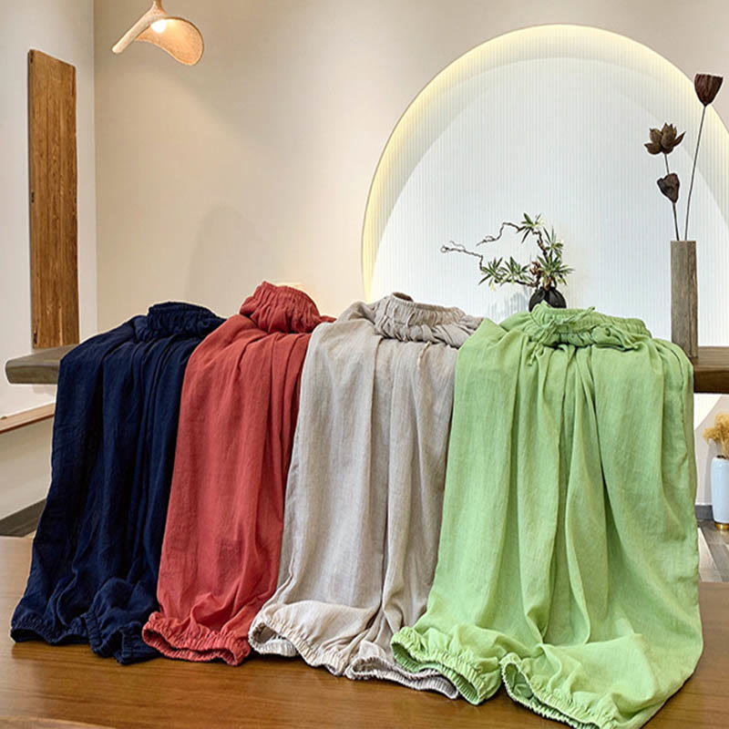 Nimara Ritual Summer Plain Color Linen Drawstring Pants With Pockets