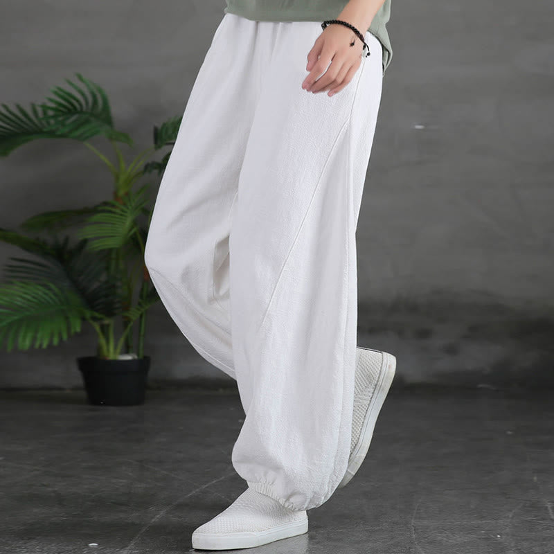Nimara Ritual Plain Color Ramie Linen Cotton Women's Pants With Pockets