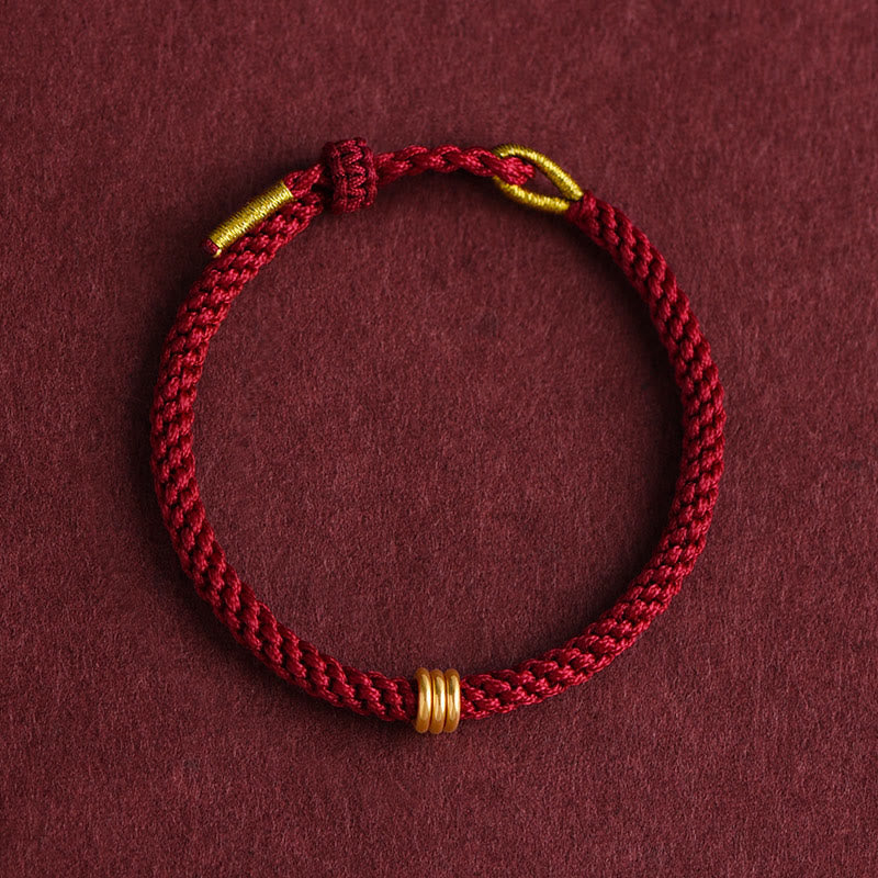 Nimara Ritual 999 Gold Triple Ring Design Handmade Connection Braided Rope Bracelet