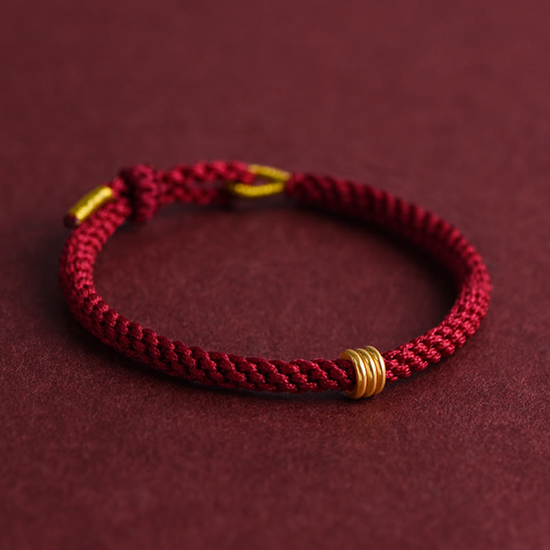 Nimara Ritual 999 Gold Triple Ring Design Handmade Connection Braided Rope Bracelet