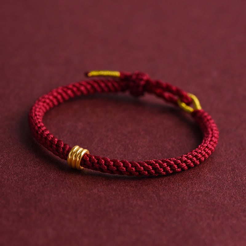 Nimara Ritual 999 Gold Triple Ring Design Handmade Connection Braided Rope Bracelet