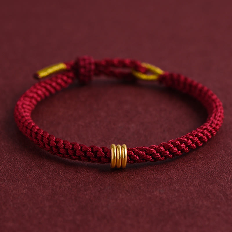 Nimara Ritual 999 Gold Triple Ring Design Handmade Connection Braided Rope Bracelet