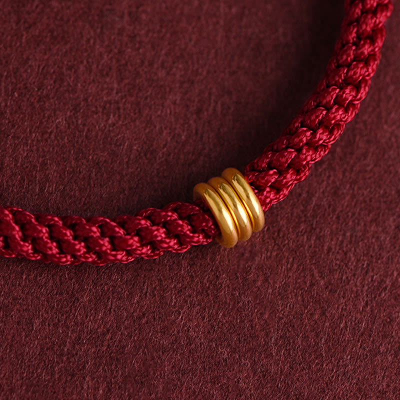 Nimara Ritual 999 Gold Triple Ring Design Handmade Connection Braided Rope Bracelet
