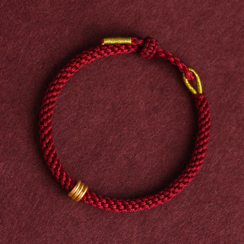 Nimara Ritual 999 Gold Triple Ring Design Handmade Connection Braided Rope Bracelet