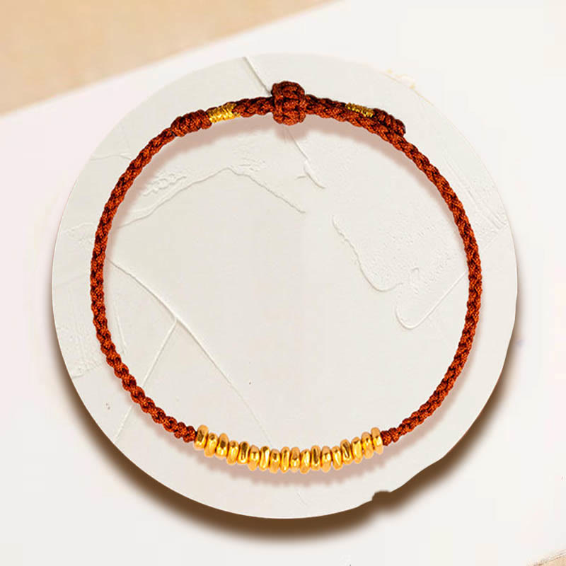 Nimara Ritual 999 Gold Small Gold Pieces Design Handmade Protection Braided Rope Bracelet