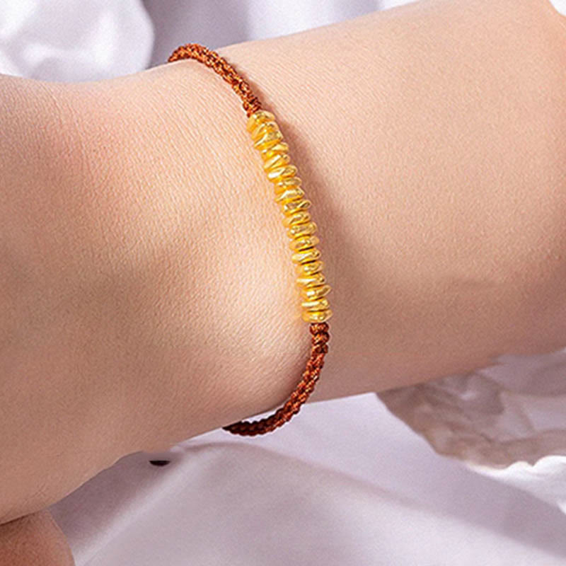 Nimara Ritual 999 Gold Small Gold Pieces Design Handmade Protection Braided Rope Bracelet