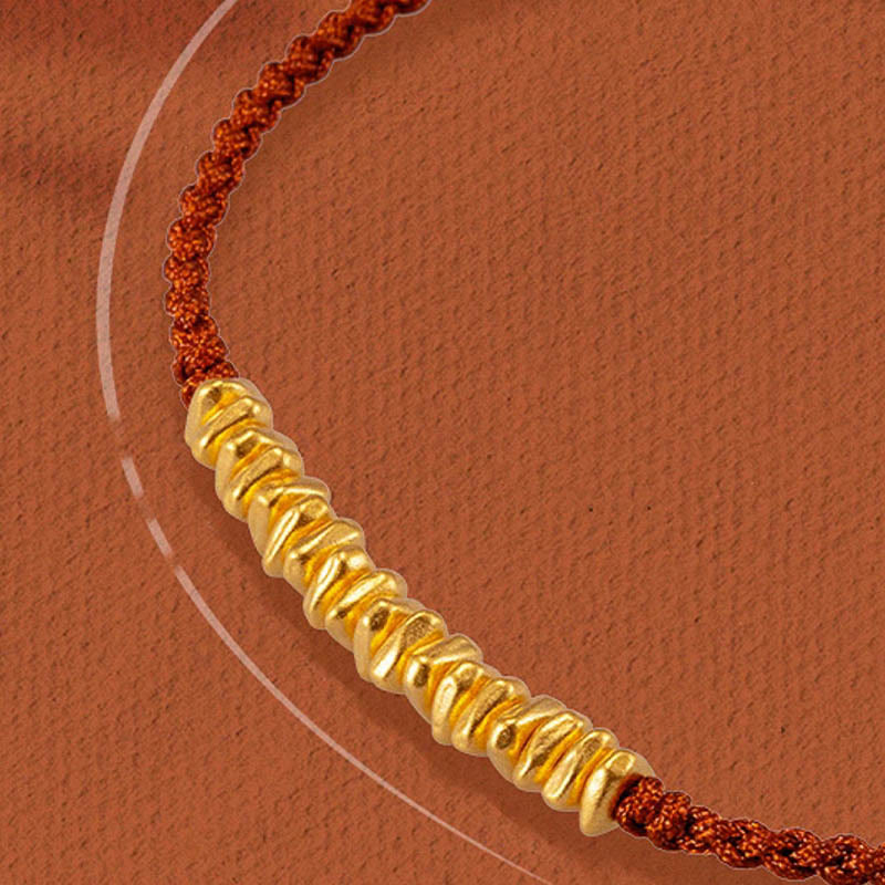 Nimara Ritual 999 Gold Small Gold Pieces Design Handmade Protection Braided Rope Bracelet