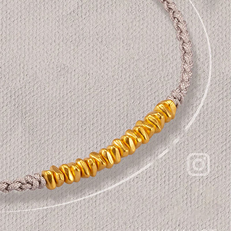 Nimara Ritual 999 Gold Small Gold Pieces Design Handmade Protection Braided Rope Bracelet