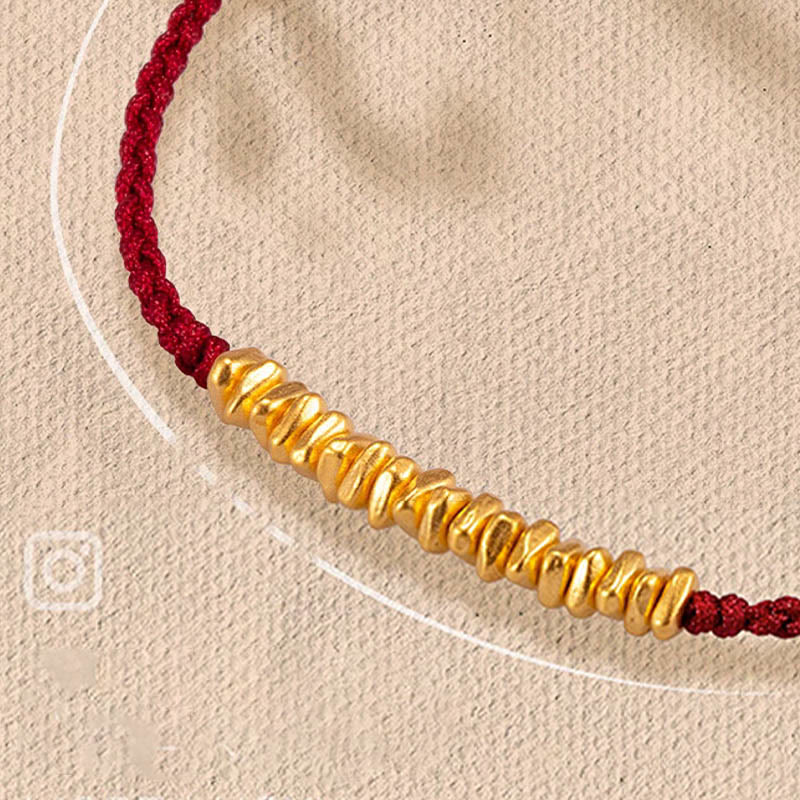 Nimara Ritual 999 Gold Small Gold Pieces Design Handmade Protection Braided Rope Bracelet