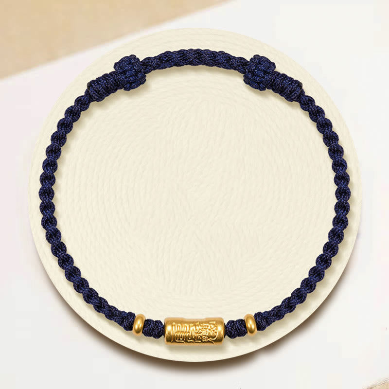 Nimara Ritual 999 Gold Good Luck Amulet Carved Design Handmade Strength Braided Rope Bracelet