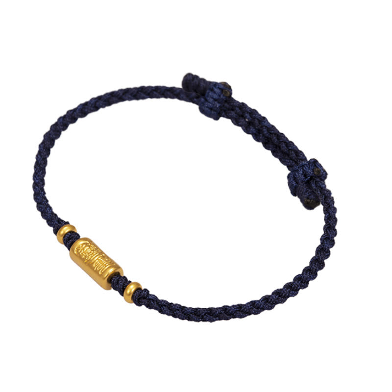 Nimara Ritual 999 Gold Good Luck Amulet Carved Design Handmade Strength Braided Rope Bracelet