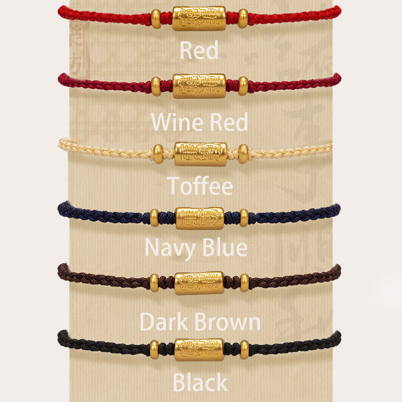 Nimara Ritual 999 Gold Good Luck Amulet Carved Design Handmade Strength Braided Rope Bracelet