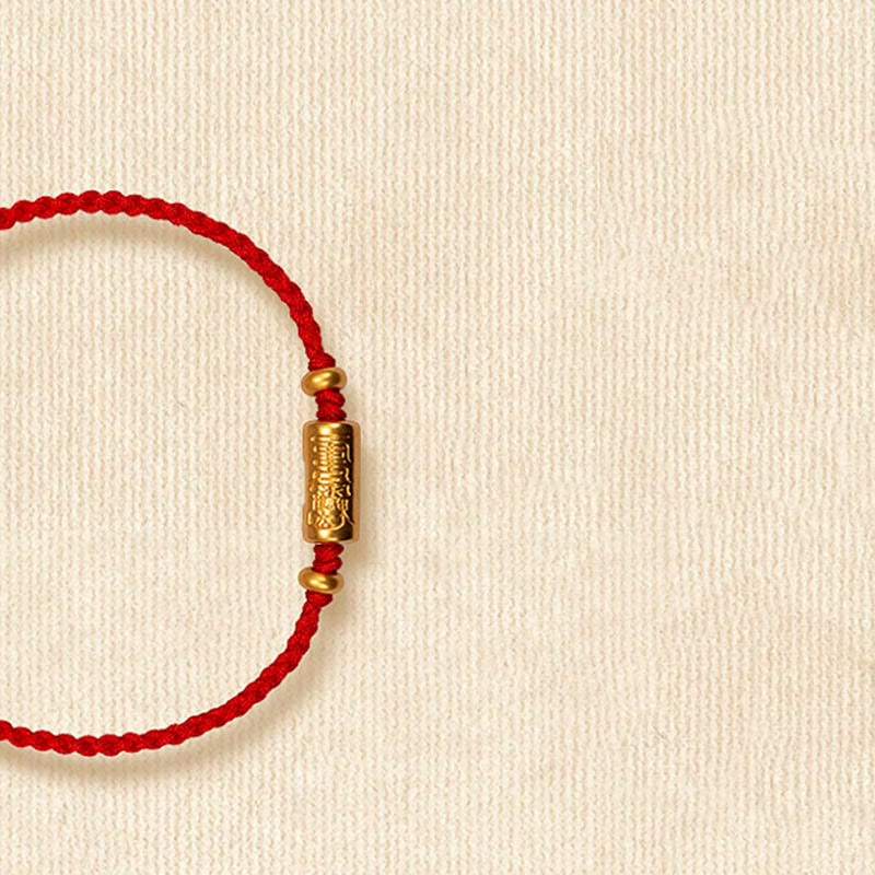 Nimara Ritual 999 Gold Good Luck Amulet Carved Design Handmade Strength Braided Rope Bracelet