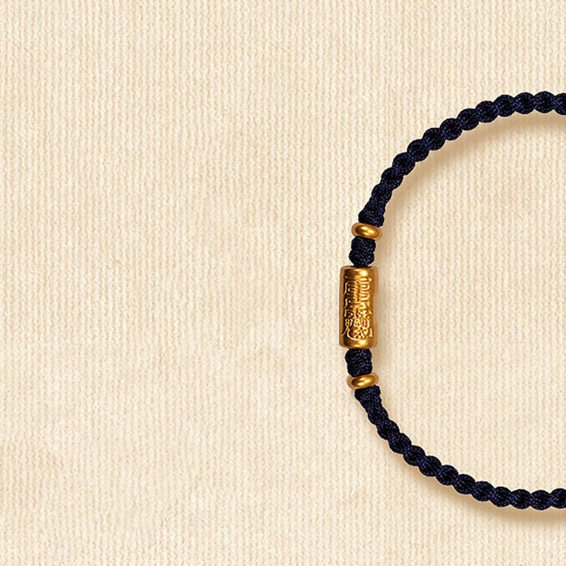 Nimara Ritual 999 Gold Good Luck Amulet Carved Design Handmade Strength Braided Rope Bracelet