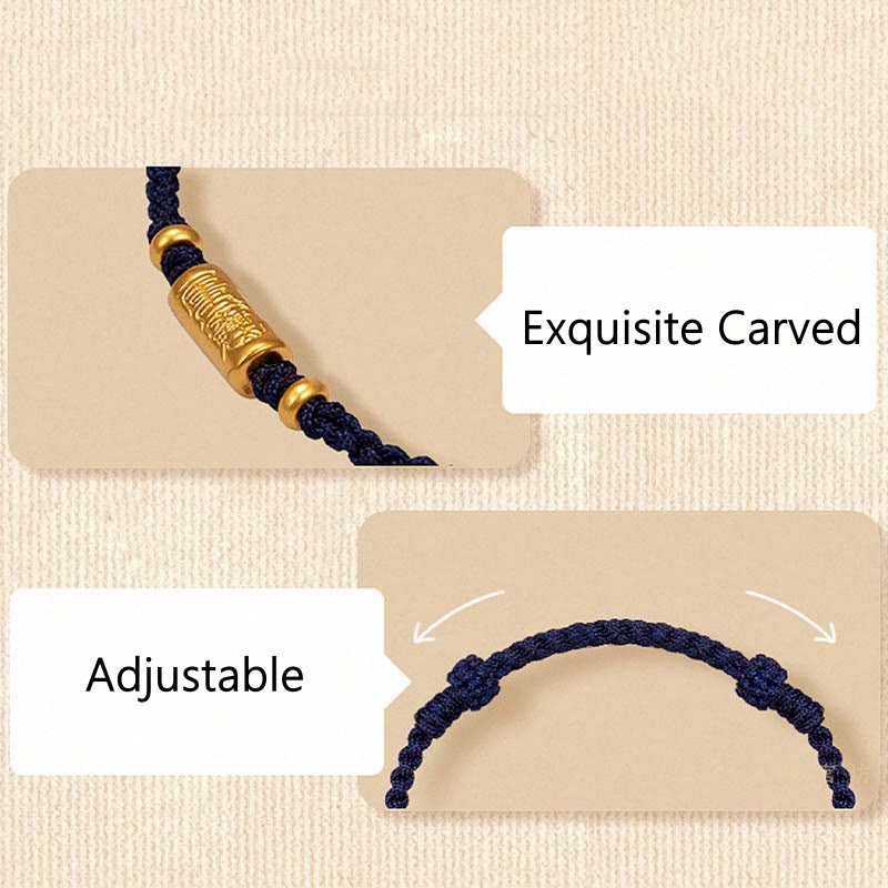 Nimara Ritual 999 Gold Good Luck Amulet Carved Design Handmade Strength Braided Rope Bracelet