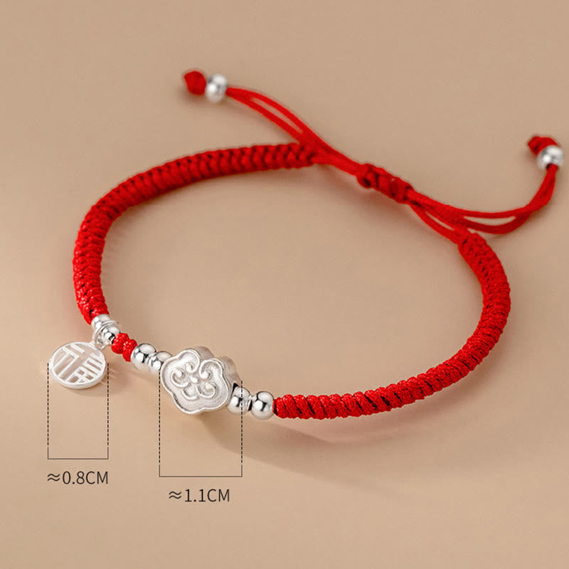 Nimara Ritual Handmade 925 Sterling Silver Fu Character Auspicious Clouds Blessing Braided Rope Bracelet