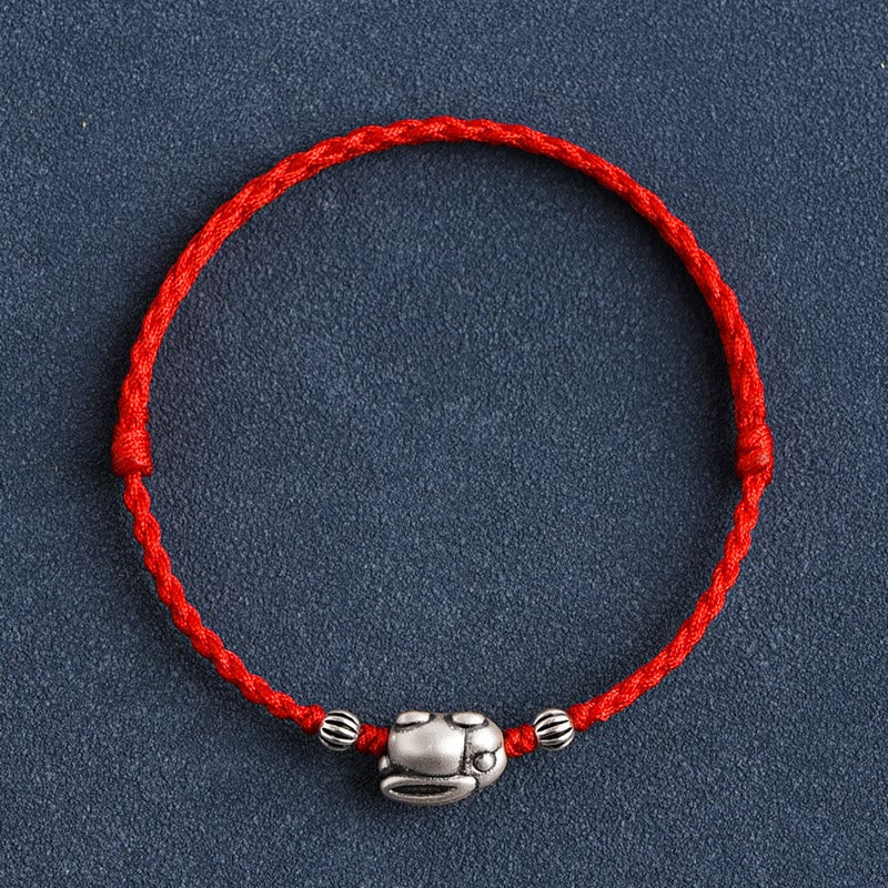Nimara Ritual Handmade 999 Sterling Silver Rabbit Luck Rope Bracelet Anklet