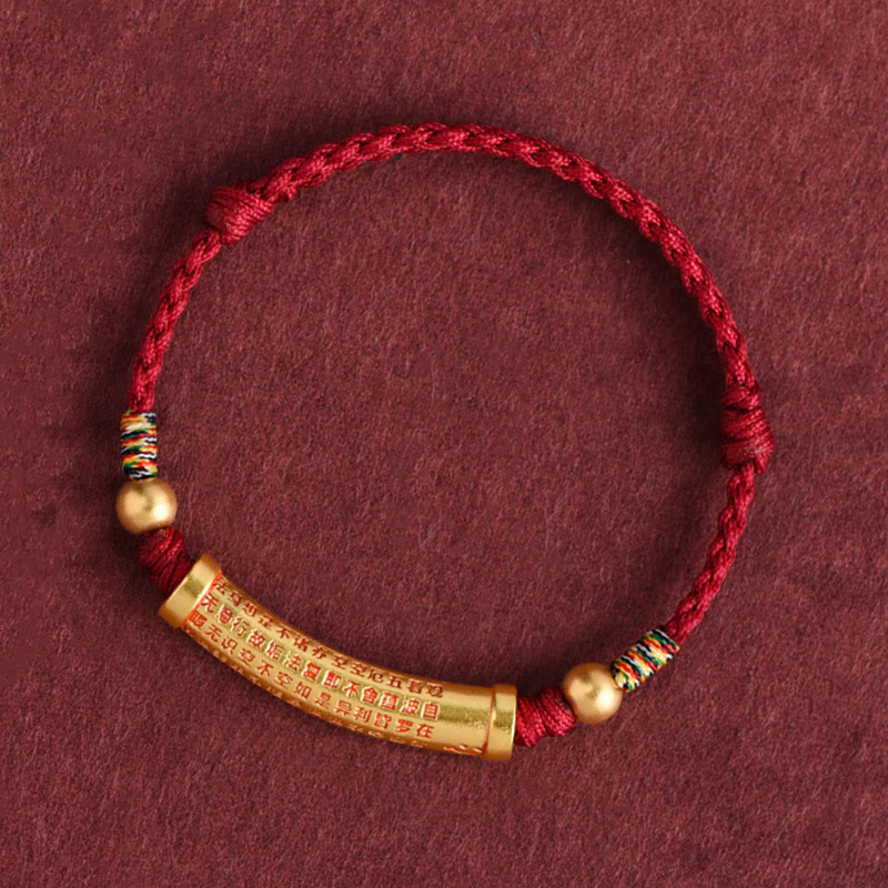 Nimara Ritual Handmade Alloy Heart Sutra Protection Strength Rope Bracelet Anklet