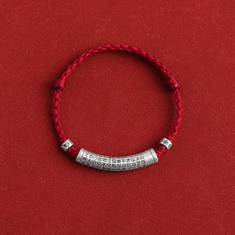 Nimara Ritual Handmade 999 Sterling Silver Om Mani Padme Hum Heart Sutra Carved Luck Rope Bracelet Anklet