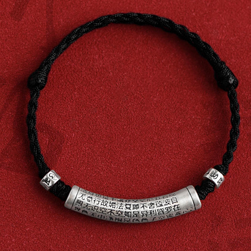 Nimara Ritual Handmade 999 Sterling Silver Om Mani Padme Hum Heart Sutra Carved Luck Rope Bracelet Anklet