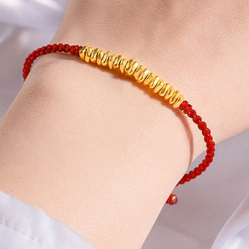 Nimara Ritual 999 Gold Small Gold Pieces Design Handmade Protection Braided Rope Bracelet