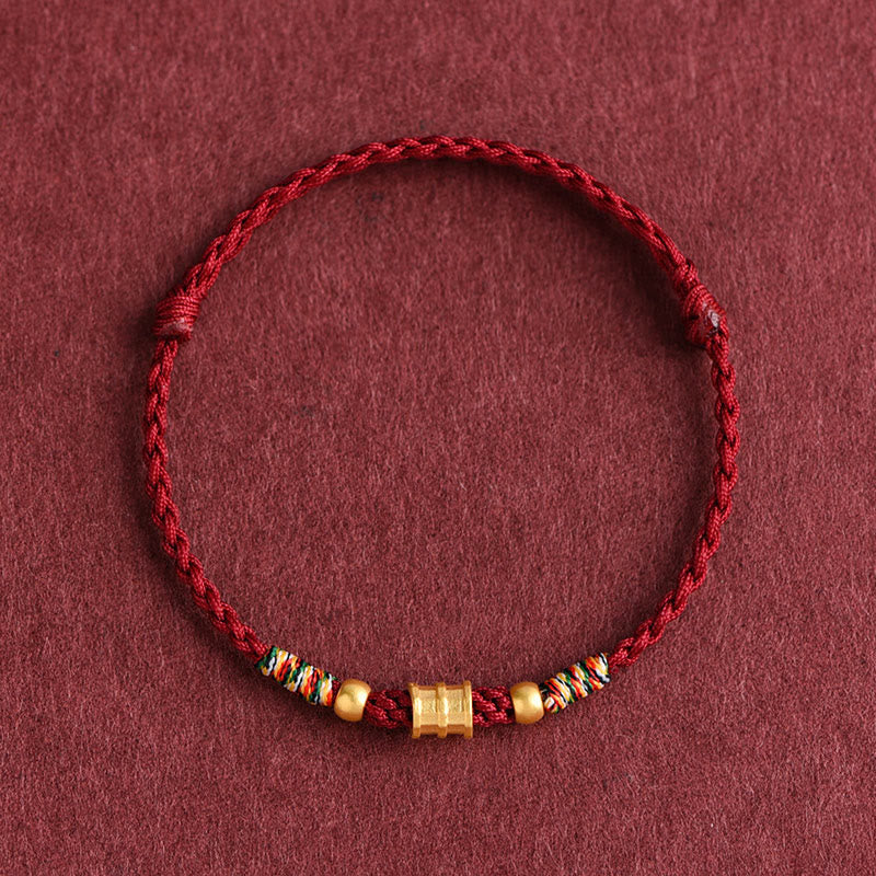 Nimara Ritual 999 Gold Small Bucket Shape Design Handmade Luck Braided Rope Bracelet Anklet