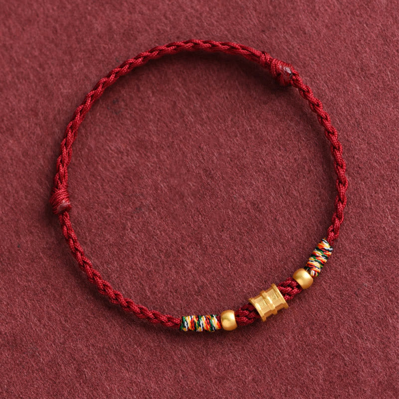 Nimara Ritual 999 Gold Small Bucket Shape Design Handmade Luck Braided Rope Bracelet Anklet