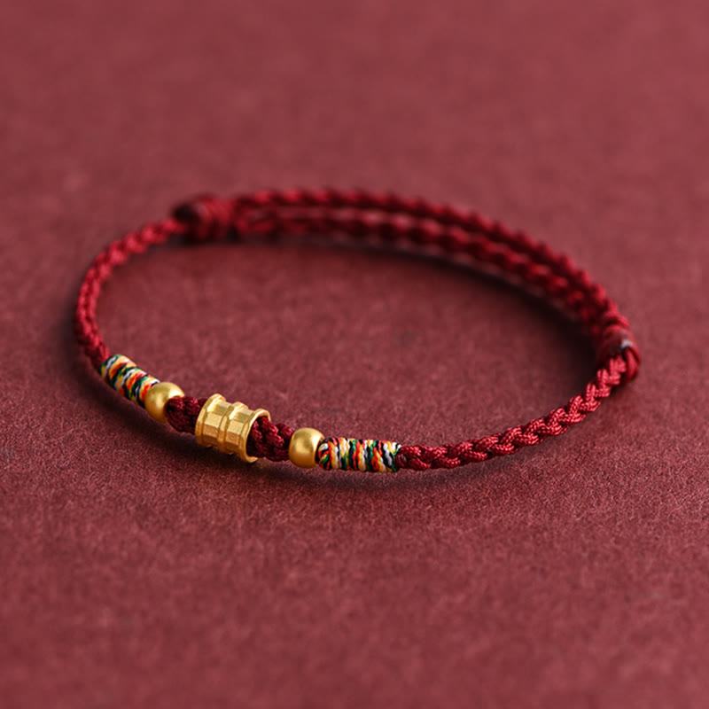 Nimara Ritual 999 Gold Small Bucket Shape Design Handmade Luck Braided Rope Bracelet Anklet