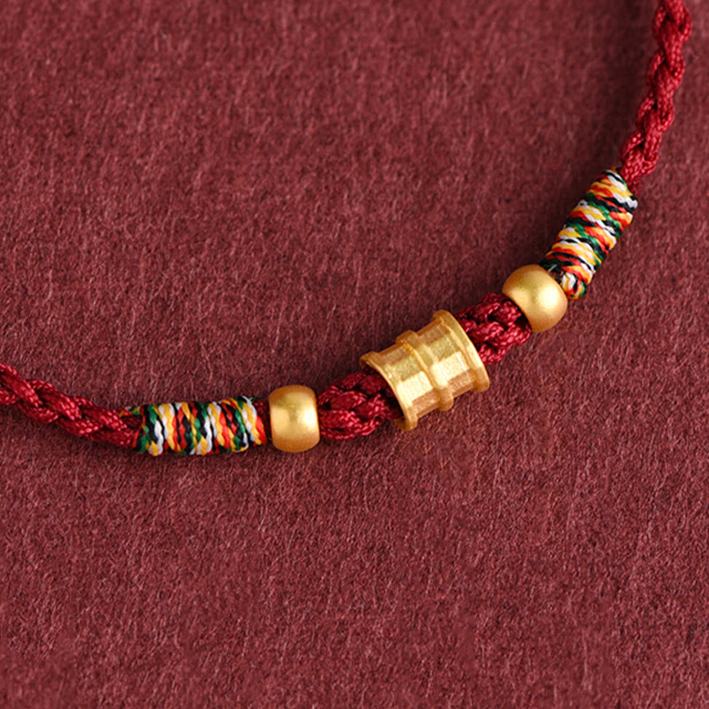 Nimara Ritual 999 Gold Small Bucket Shape Design Handmade Luck Braided Rope Bracelet Anklet