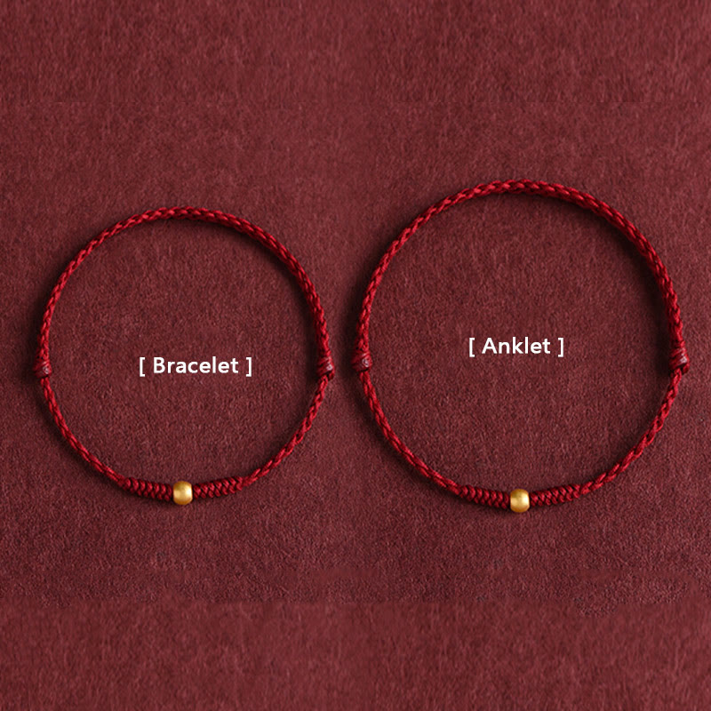 Nimara Ritual 999 Gold One Mini Bead Design Handmade Strength Braided Rope Bracelet Anklet