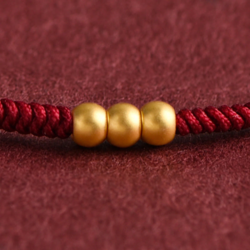 Nimara Ritual 999 Gold Mini Three Beads Design Handmade Luck Rope Bracelet Anklet