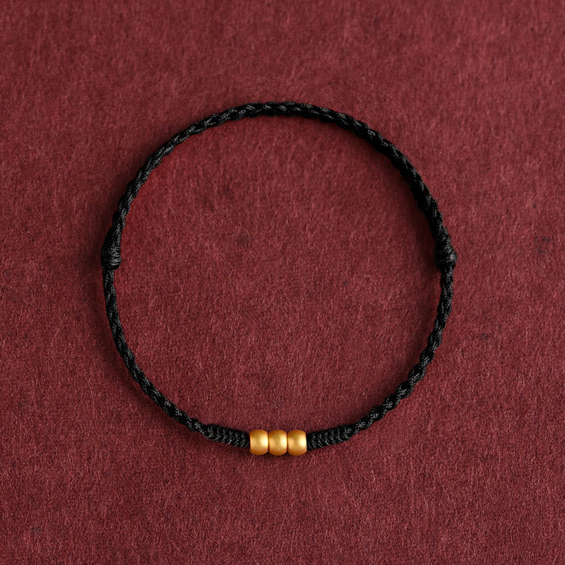 Nimara Ritual 999 Gold Mini Three Beads Design Handmade Luck Rope Bracelet Anklet