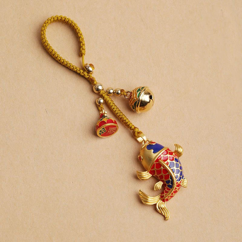 Nimara Ritual Colorful Koi Fish Hollow Bell Wealth Luck Key Chain