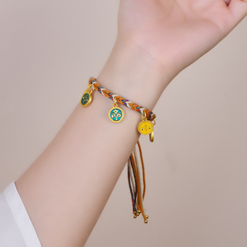 Nimara Ritual Handmade Tibetan Multicolored Rope Five God Of Wealth Luck Bracelet