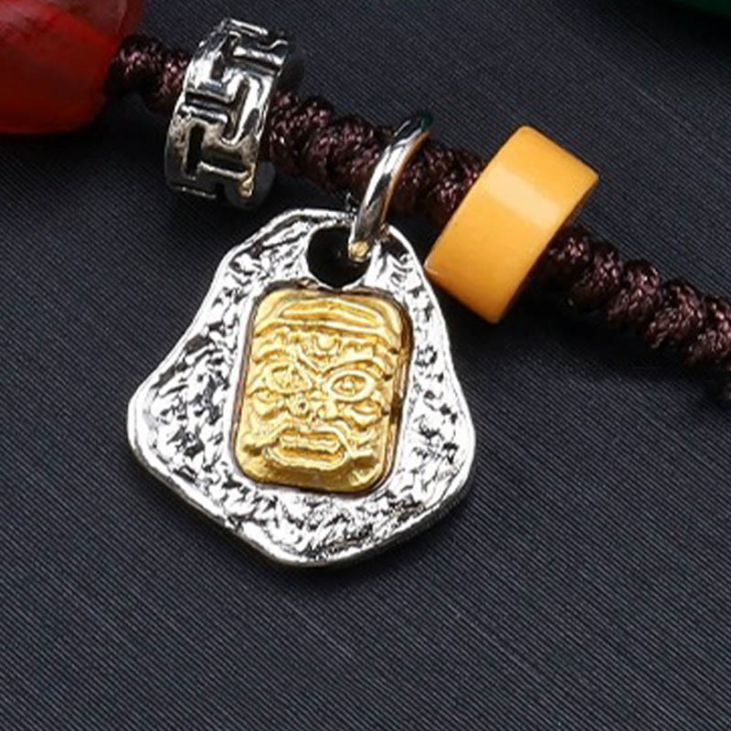 Nimara Ritual Tibetan Nine-eye Dzi Bead Protection Braided Rope Necklace Pendant