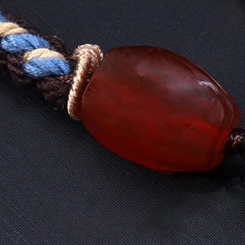 Nimara Ritual Tibetan Nine-eye Dzi Bead Protection Braided Rope Necklace Pendant