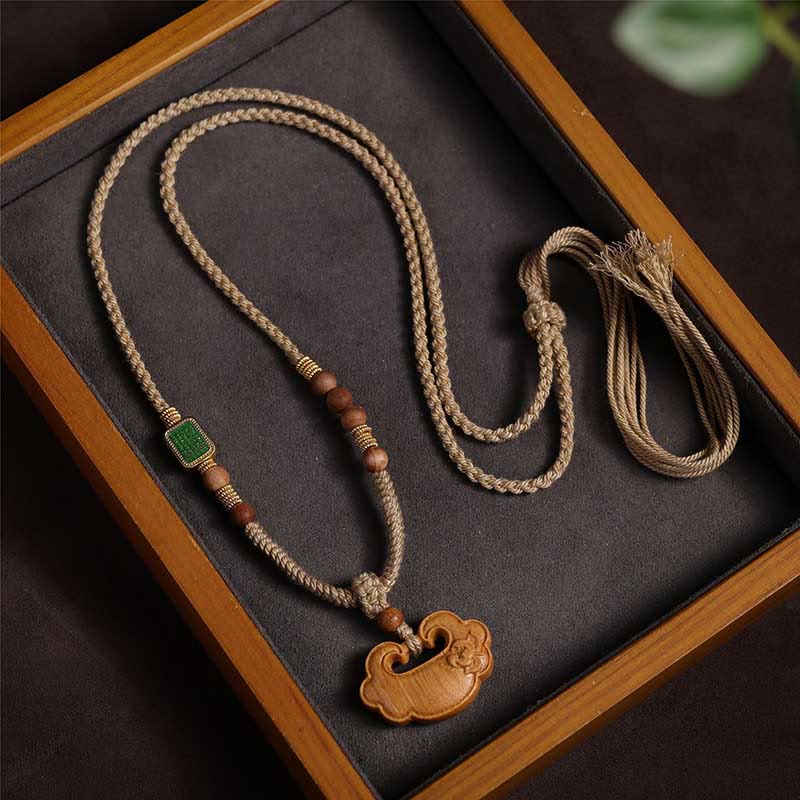 Nimara Ritual Tibetan Sandalwood Chinese Lock Charm Protection Necklace Pendant