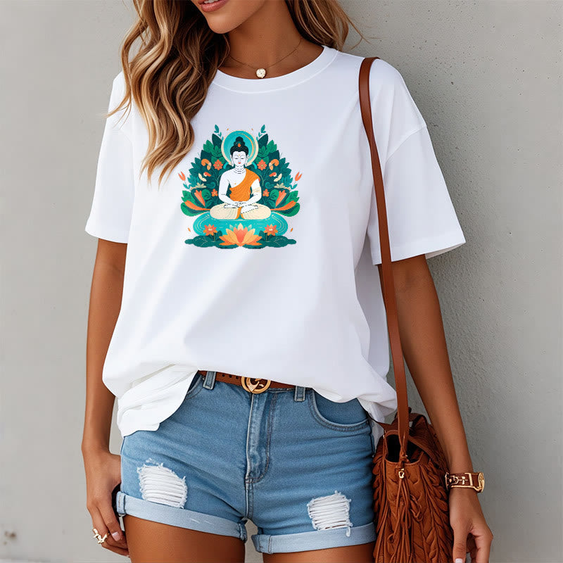Nimara Ritual Flower Grass Lotus Bodhisattva Tee T-shirt