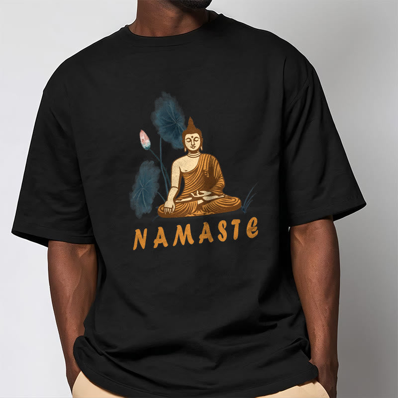 Nimara Ritual NAMASTE Buddha Lotus Leaf Tee T-shirt