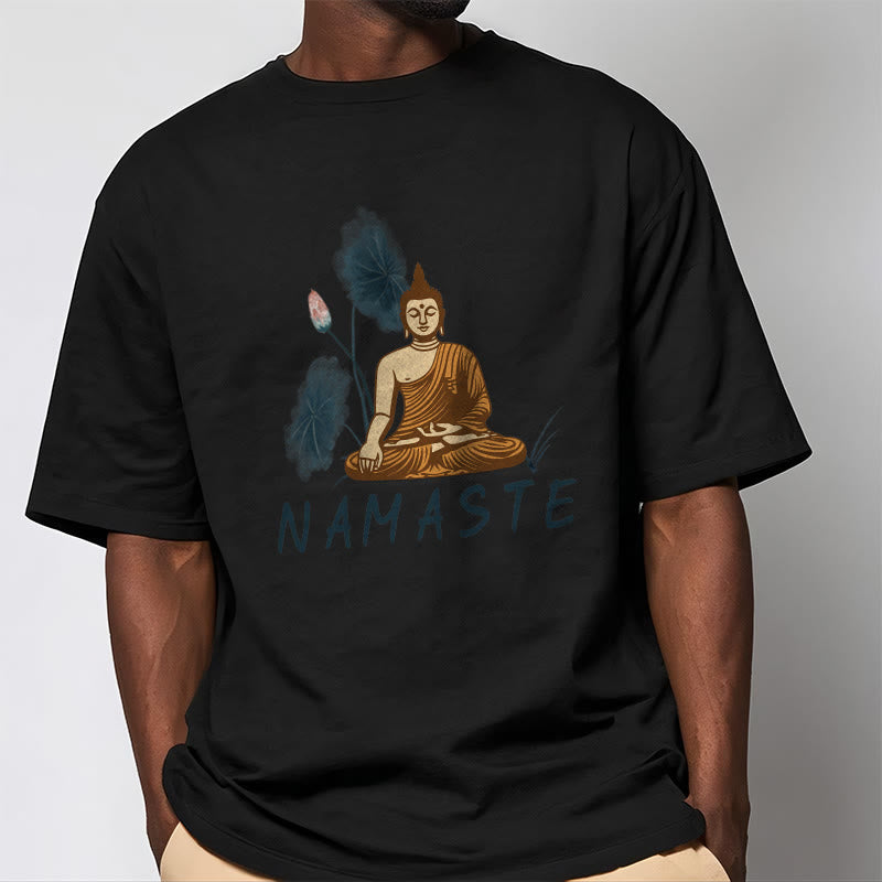 Nimara Ritual NAMASTE Buddha Lotus Leaf Tee T-shirt