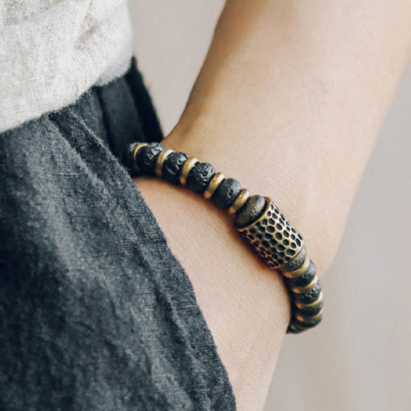 Nimara Ritual Vintage Lava Rock Beads Calm Copper Bracelet