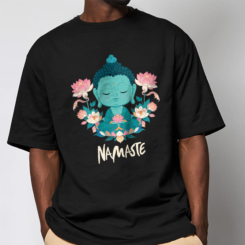 Nimara Ritual NAMASTE Buddha Lotus Meditation Tee T-shirt