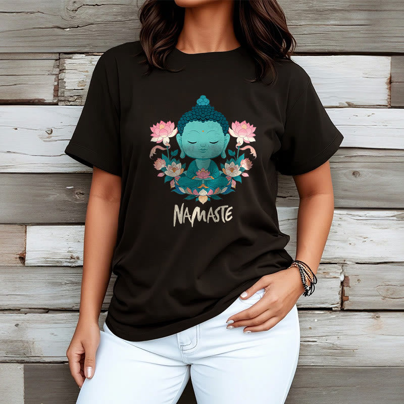 Nimara Ritual NAMASTE Buddha Lotus Meditation Tee T-shirt
