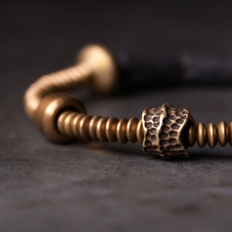 Nimara Ritual Luck Wealth Black Lava Rock Beads Copper Bracelet