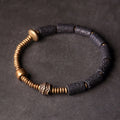 Nimara Ritual Luck Wealth Black Lava Rock Beads Copper Bracelet