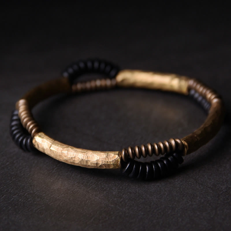 Nimara Ritual Vintage Ebony Wood Copper Luck Wealth Handmade Bracelet
