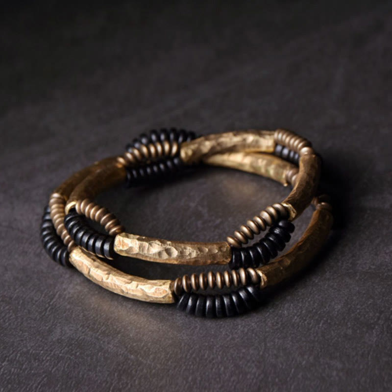 Nimara Ritual Vintage Ebony Wood Copper Luck Wealth Handmade Bracelet