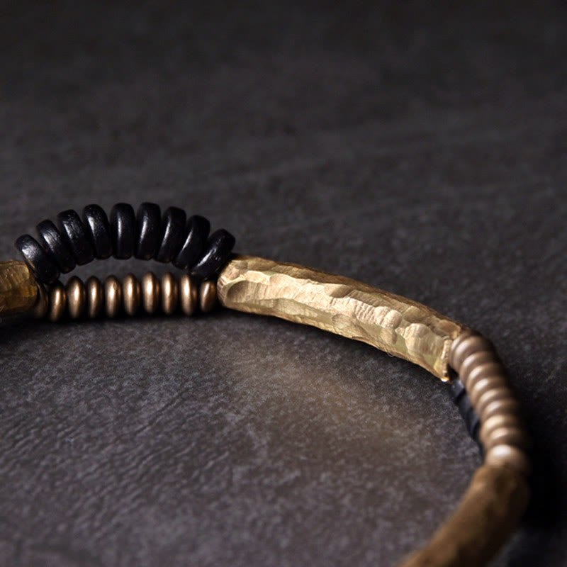 Nimara Ritual Vintage Ebony Wood Copper Luck Wealth Handmade Bracelet
